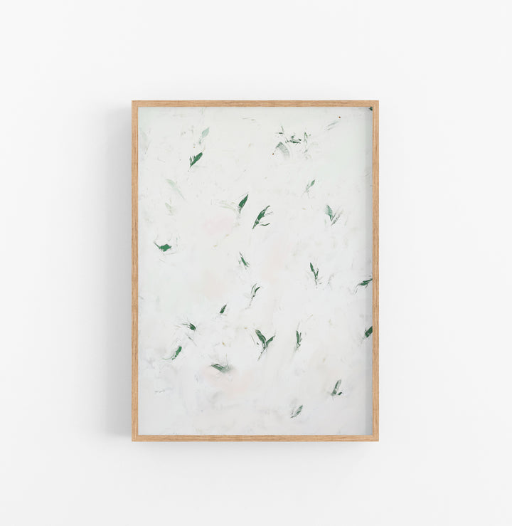 Cuadro con Marco Abstracto Pinceladas Verde Blanco