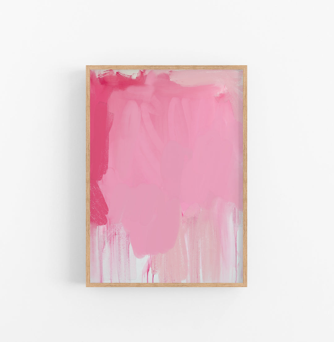Cuadro con Marco Abstracto Pintura Rosas Fucsia