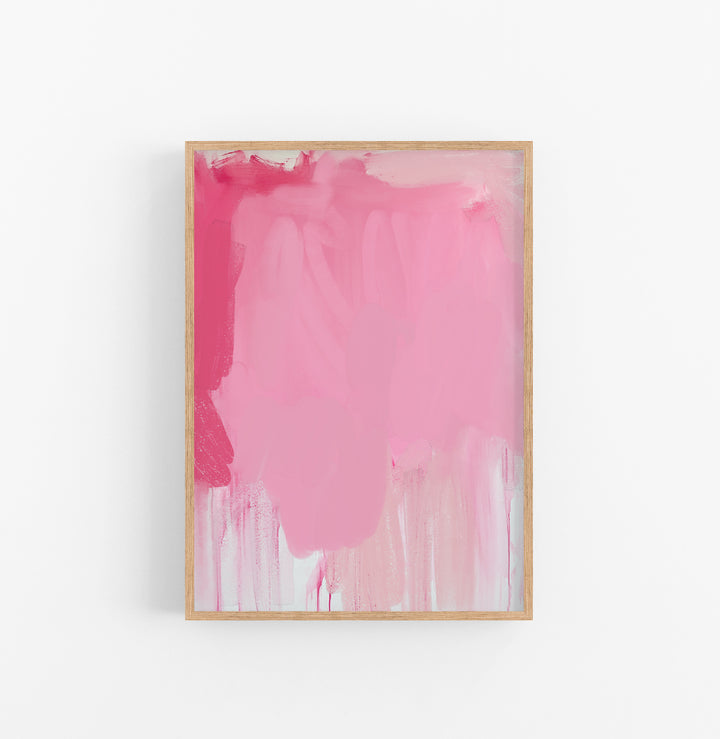 Cuadro con Marco Abstracto Pintura Rosas Fucsia