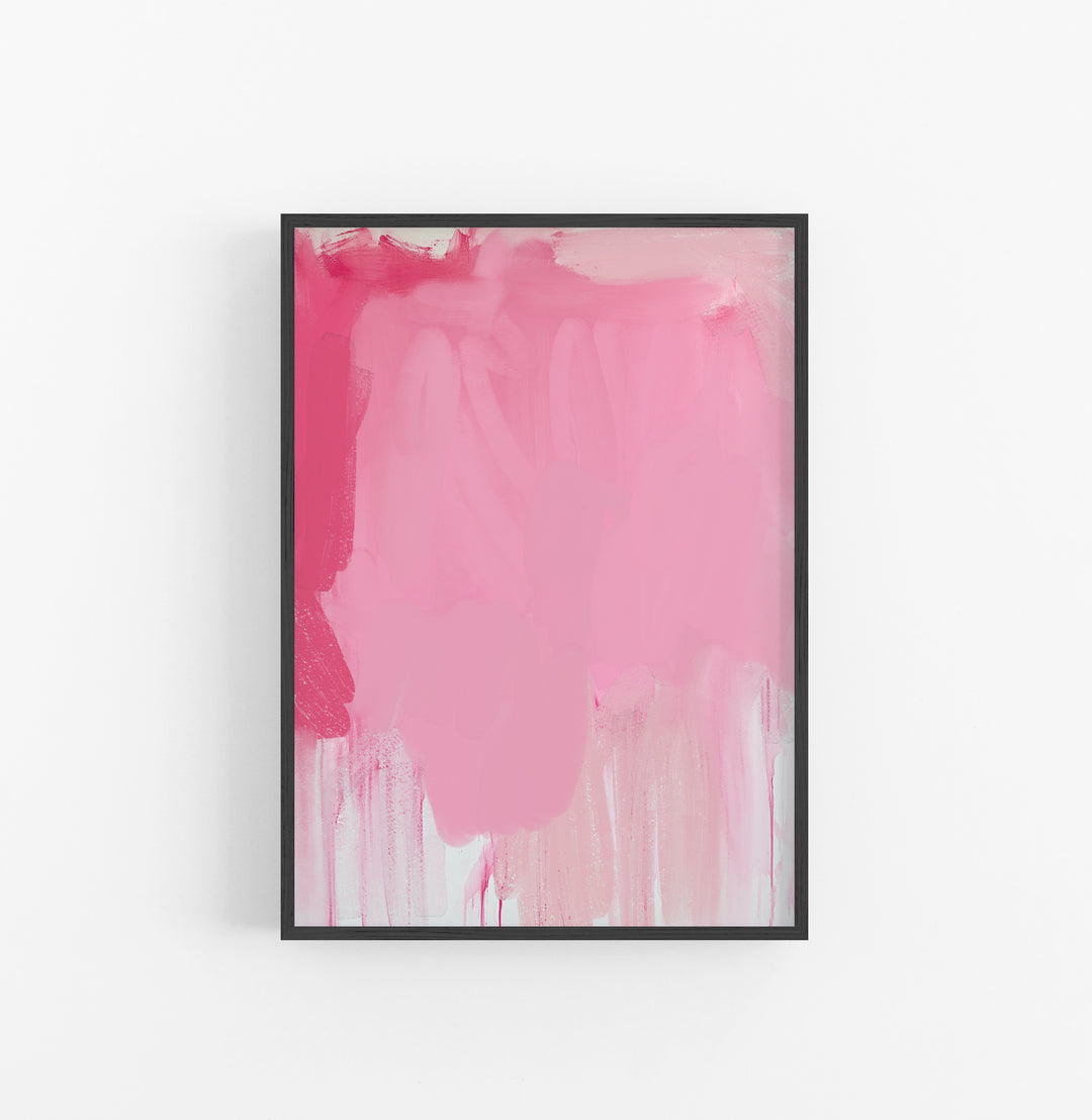 Cuadro con Marco Abstracto Pintura Rosas Fucsia