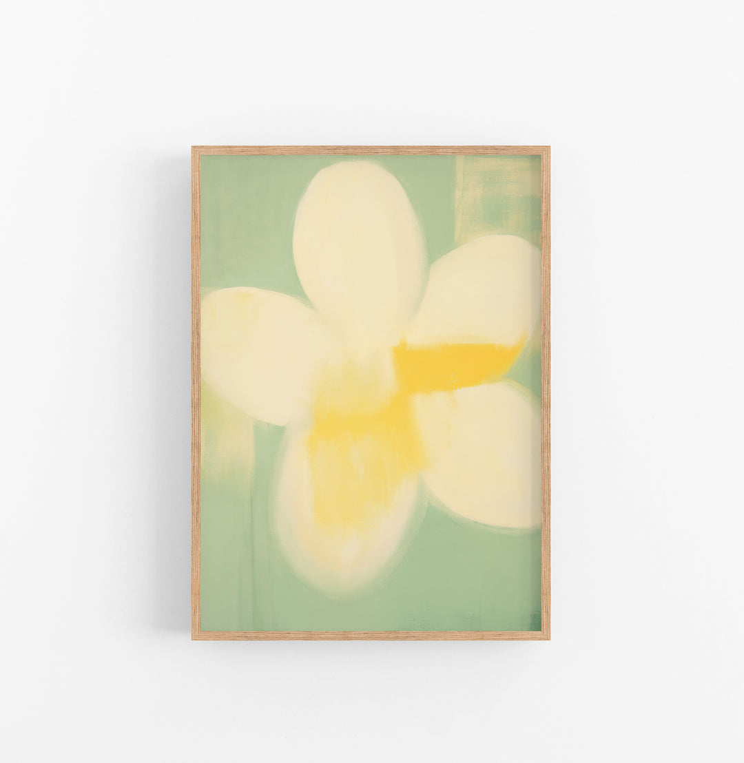 Cuadro con Marco Floral Suave Amarillo Verde