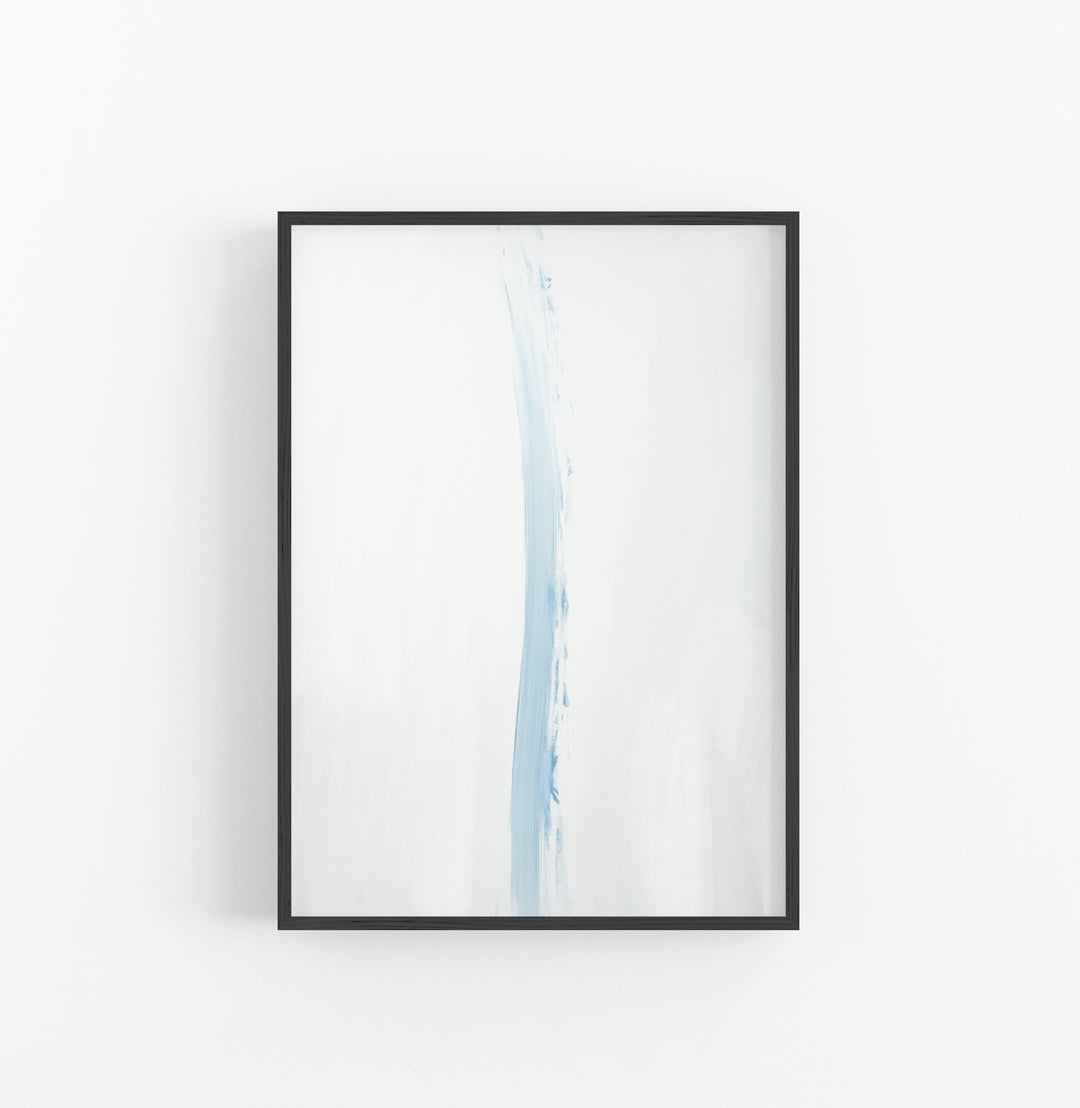 Cuadro con Marco Minimalista Abstracto Azul Claro Blanco
