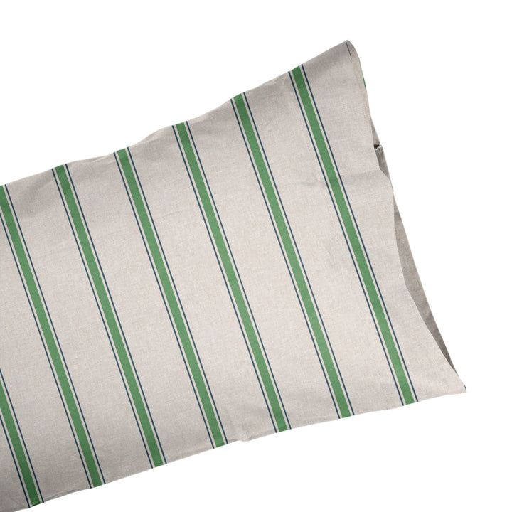 Juego Sábanas Estampadas Rayas Náutica Verde Indigo