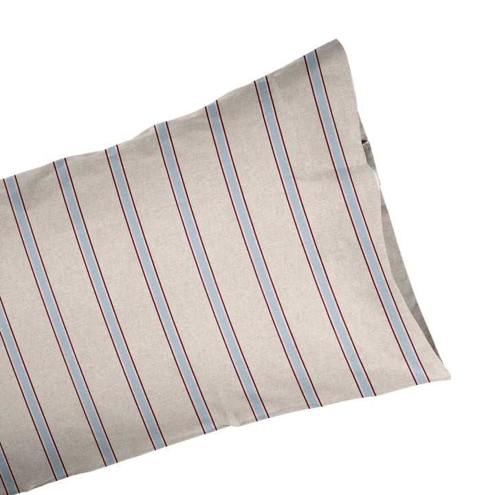 Juego Sábanas Estampadas Rayas Náutica Granate Agua