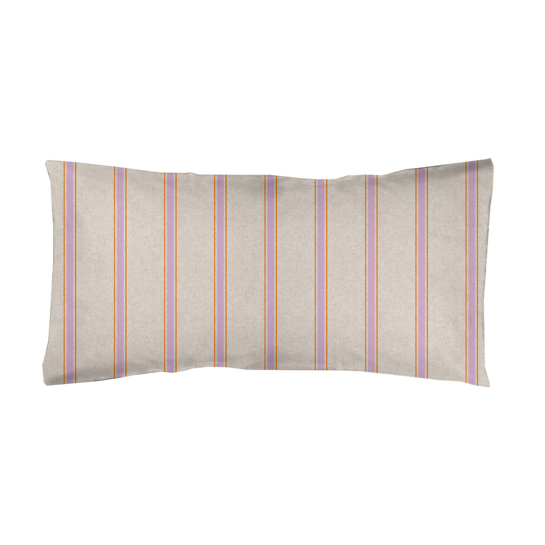 Juego Sábanas Estampadas Rayas Náutica Malva Naranja