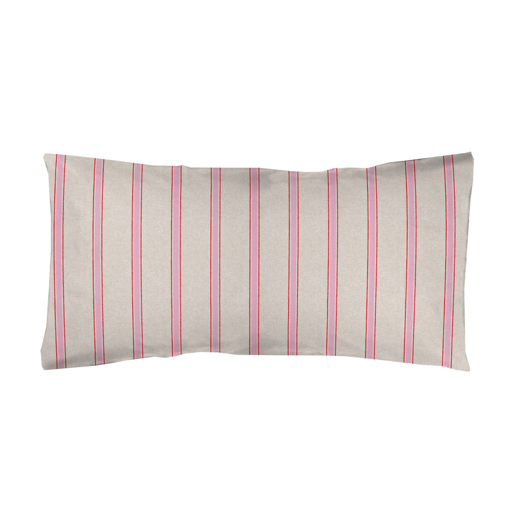 Juego Sábanas Estampadas Rayas Náutica Rojo Rosa