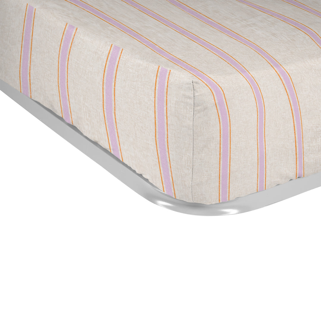 Juego Sábanas Estampadas Rayas Náutica Malva Naranja