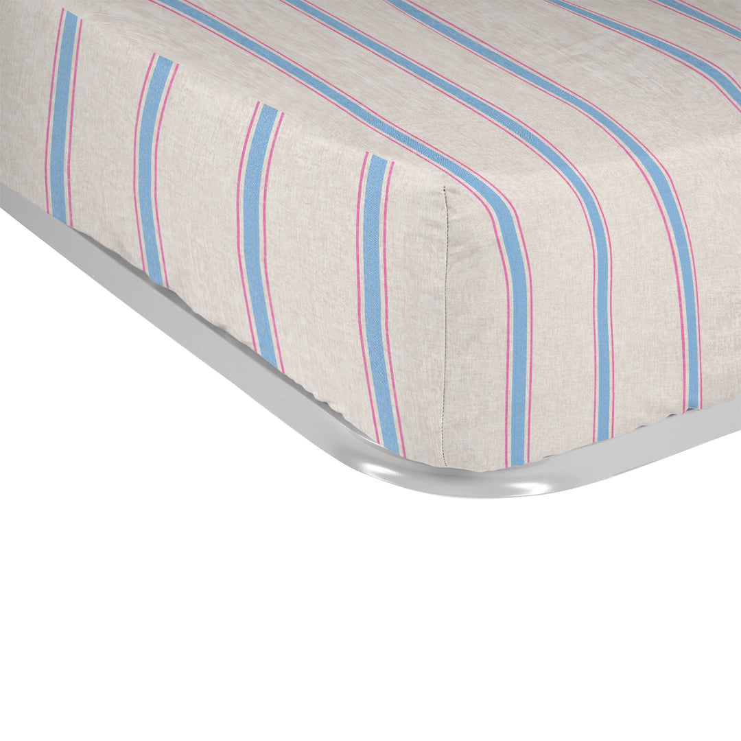 Juego Sábanas Estampadas Rayas Náutica Rosa Marino
