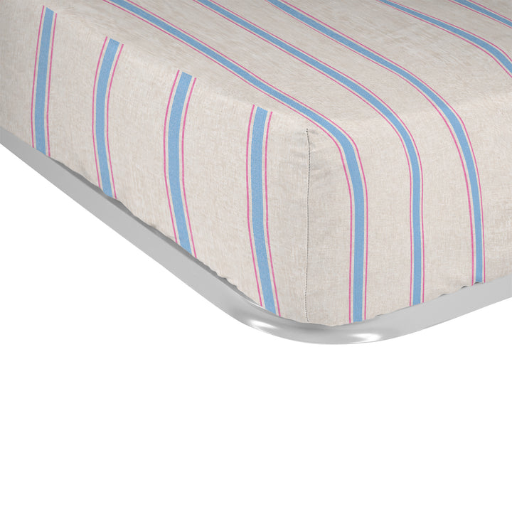 Juego Sábanas Estampadas Rayas Náutica Rosa Marino