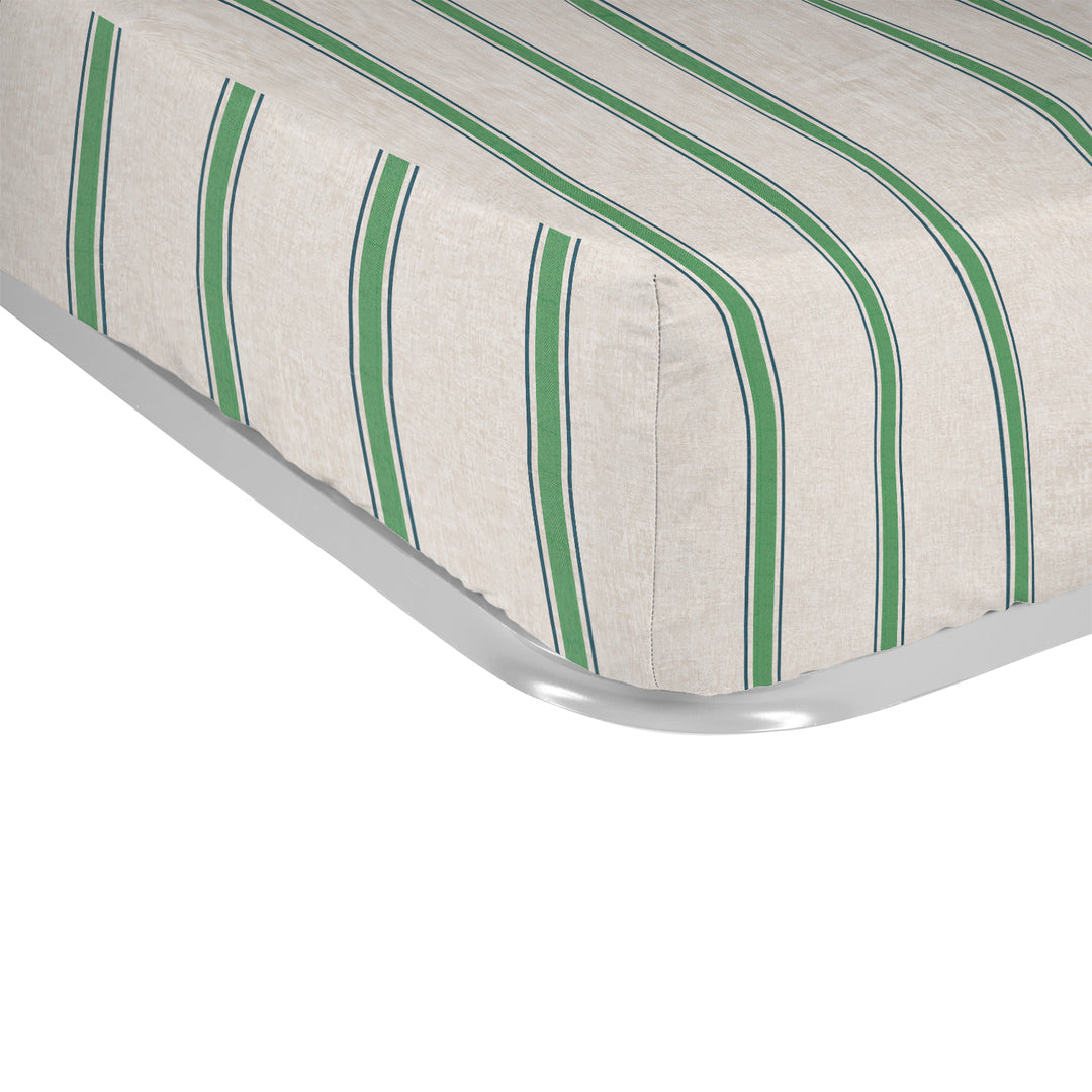 Juego Sábanas Estampadas Rayas Náutica Verde Indigo