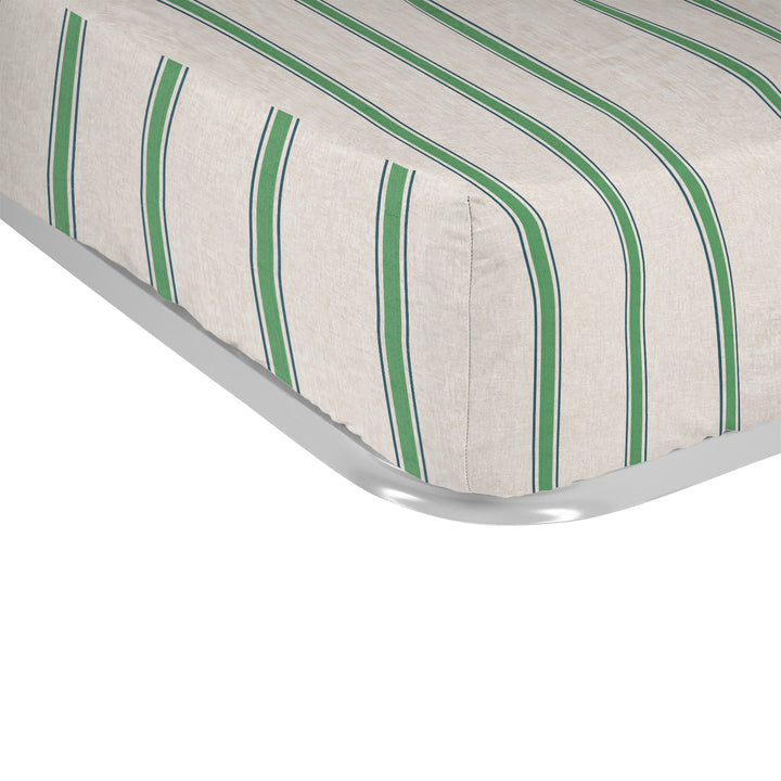 Juego Sábanas Estampadas Rayas Náutica Verde Indigo