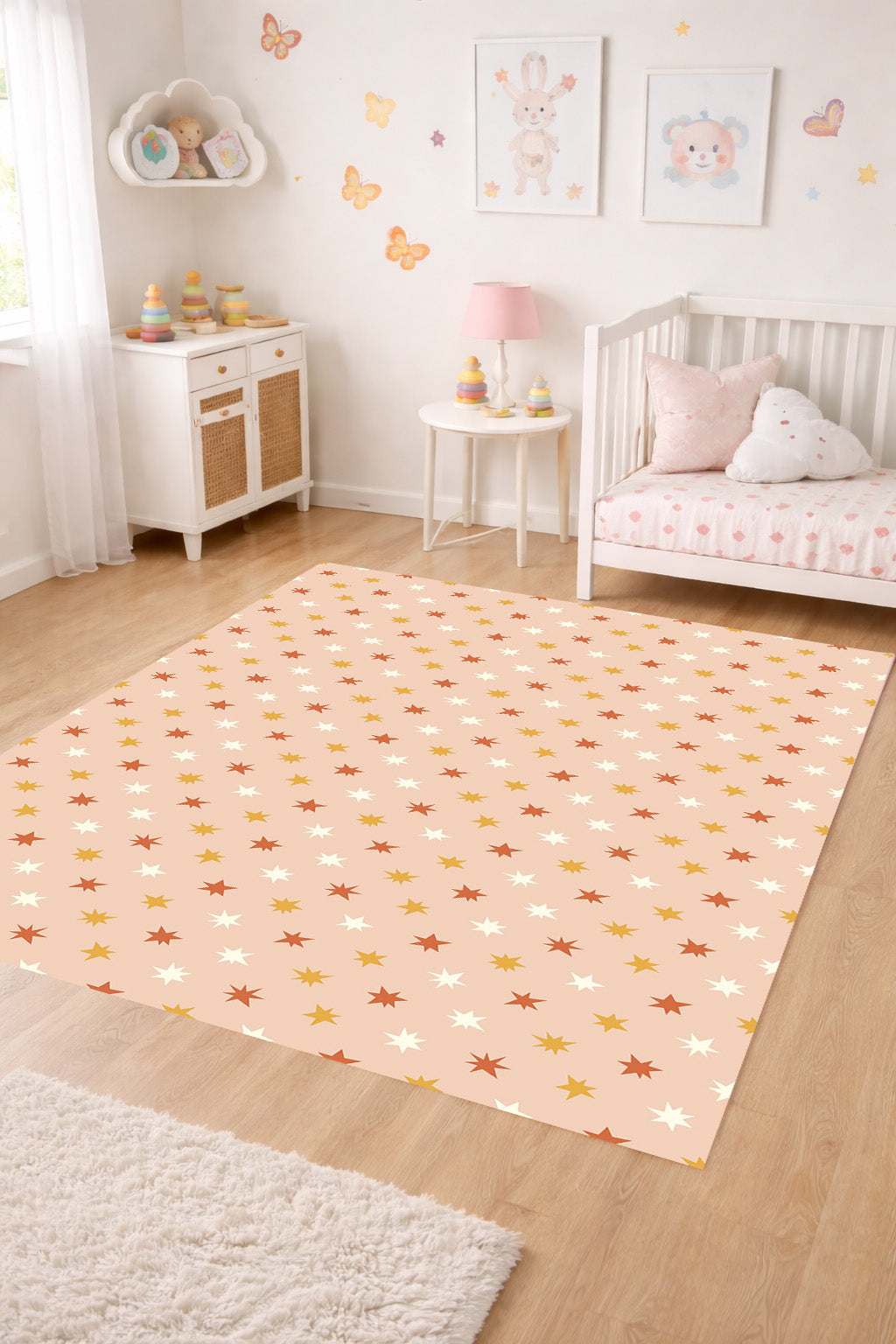 Alfombra vinílica Estrellas Punteadas Naranja Crema S