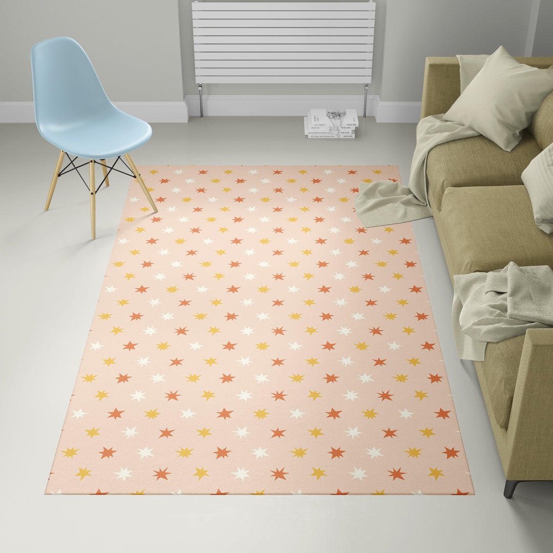 Alfombra vinílica Estrellas Punteadas Naranja Crema S