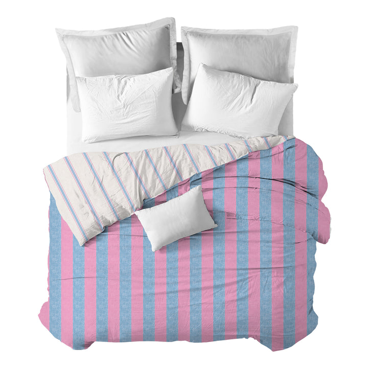Funda nórdica Rayas Rosa Marino Reversible