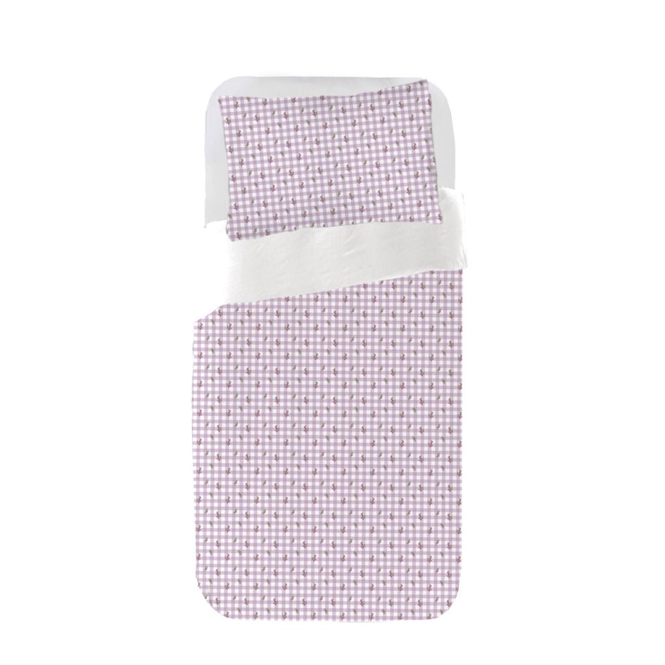 Funda nórdica Infantil Vichy Flor Malva - sokios - FUNDA NÓRDICA200618S11281