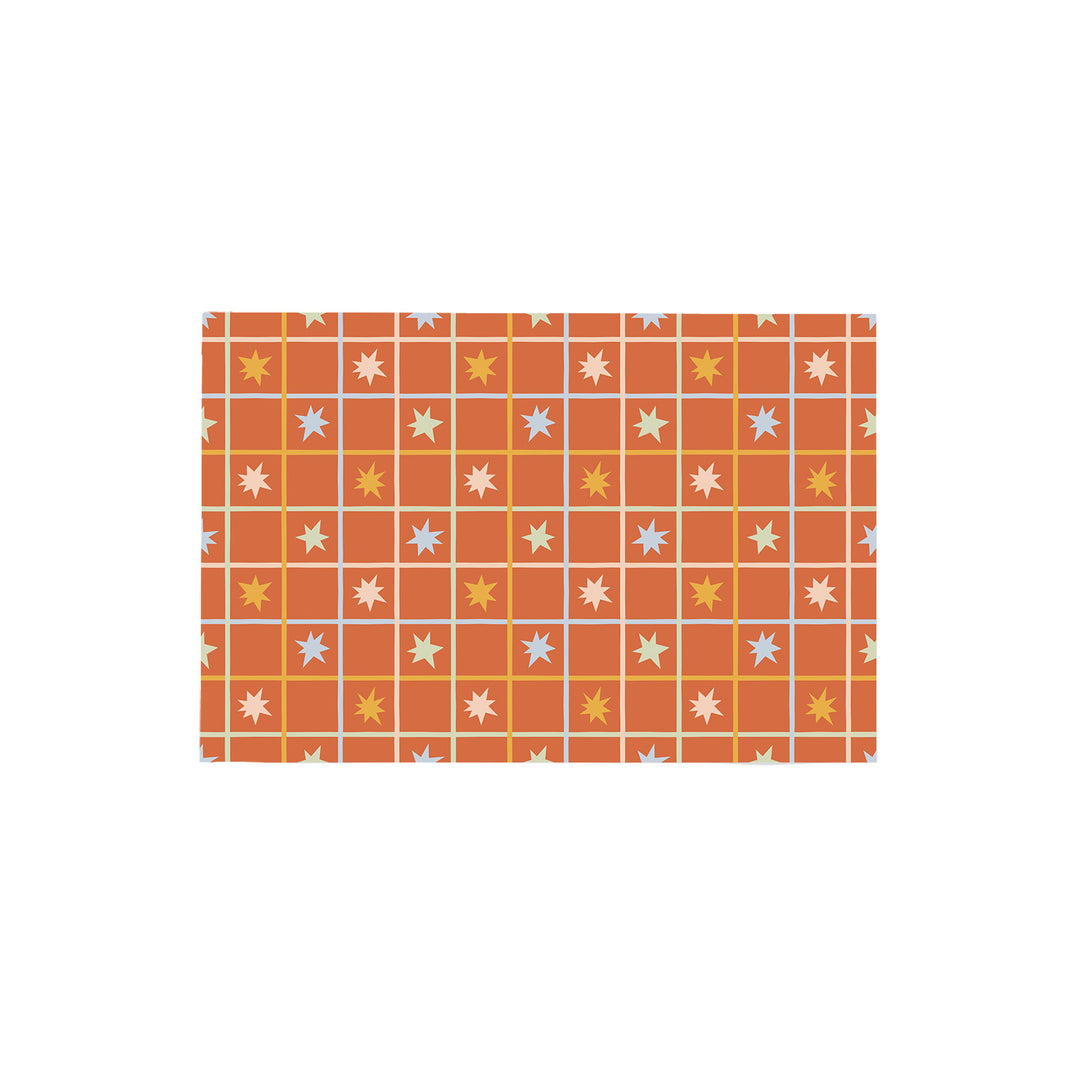 Alfombra vinílica Geometrico Estrellas Naranja Azul Amarillo M