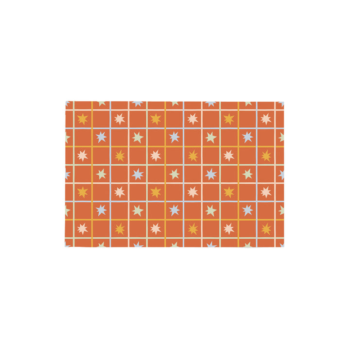 Alfombra vinílica Geometrico Estrellas Naranja Azul Amarillo M
