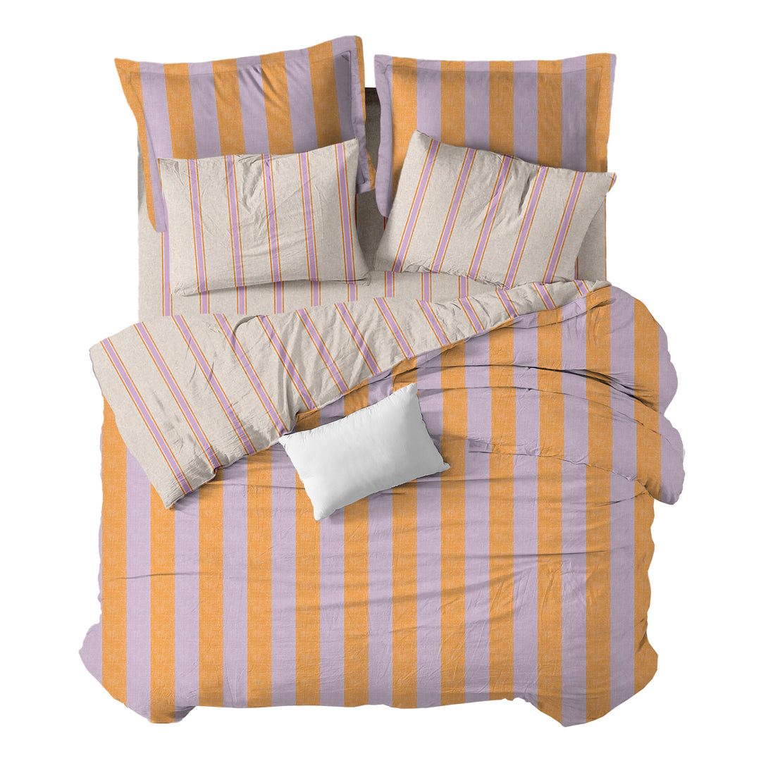 Funda cuadrante Rayas Malva Naranja