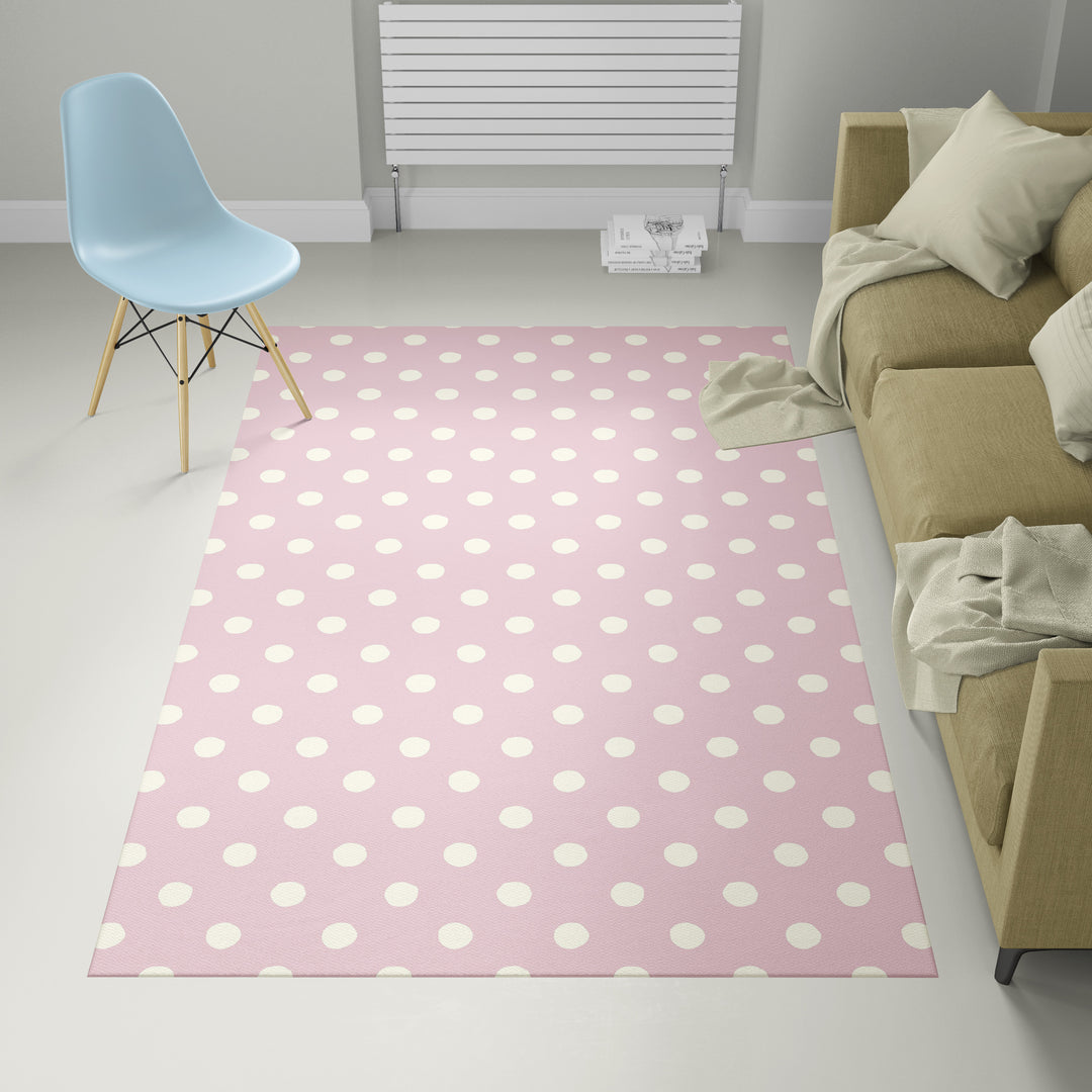Alfombra vinílica Lunares Irregulares Crema Rosado S