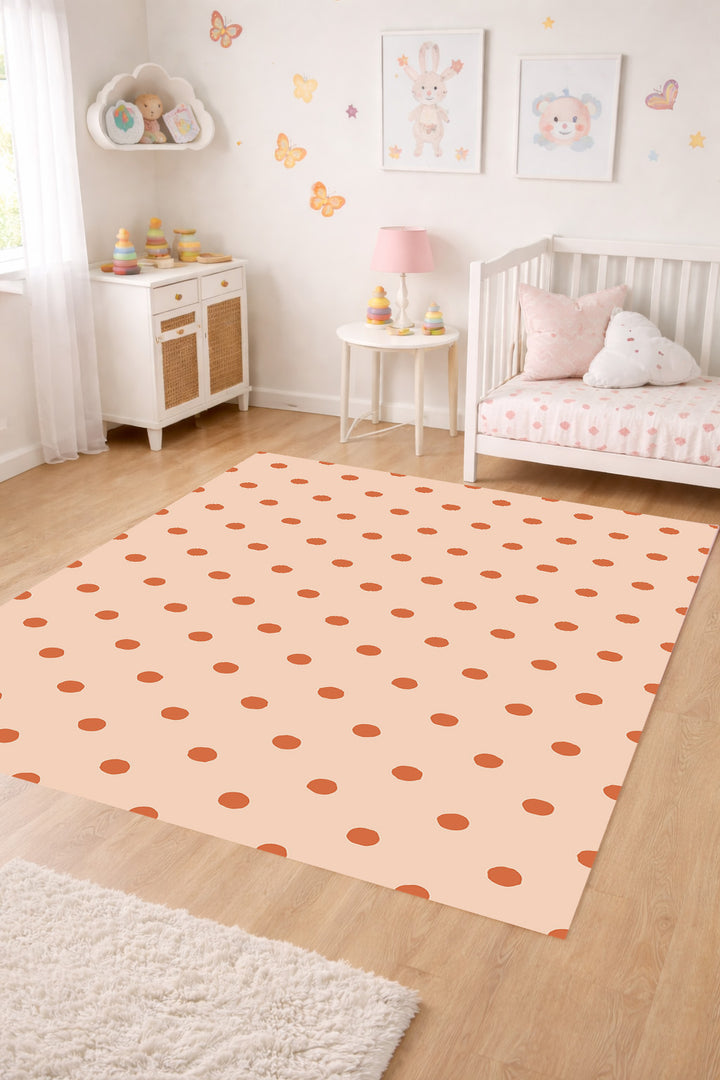 Alfombra vinílica Lunares Irregulares Naranja Rosado M