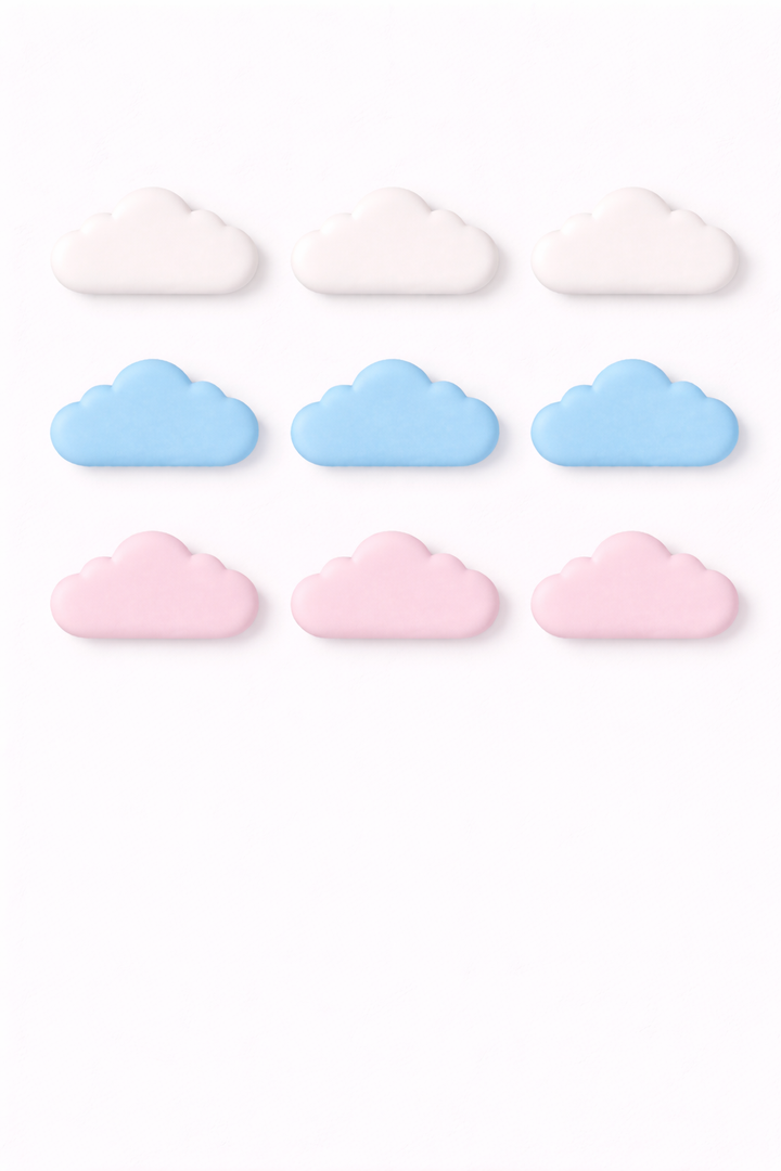 Nubes decorativas 3D modulares – Piezas individuales para crear murales