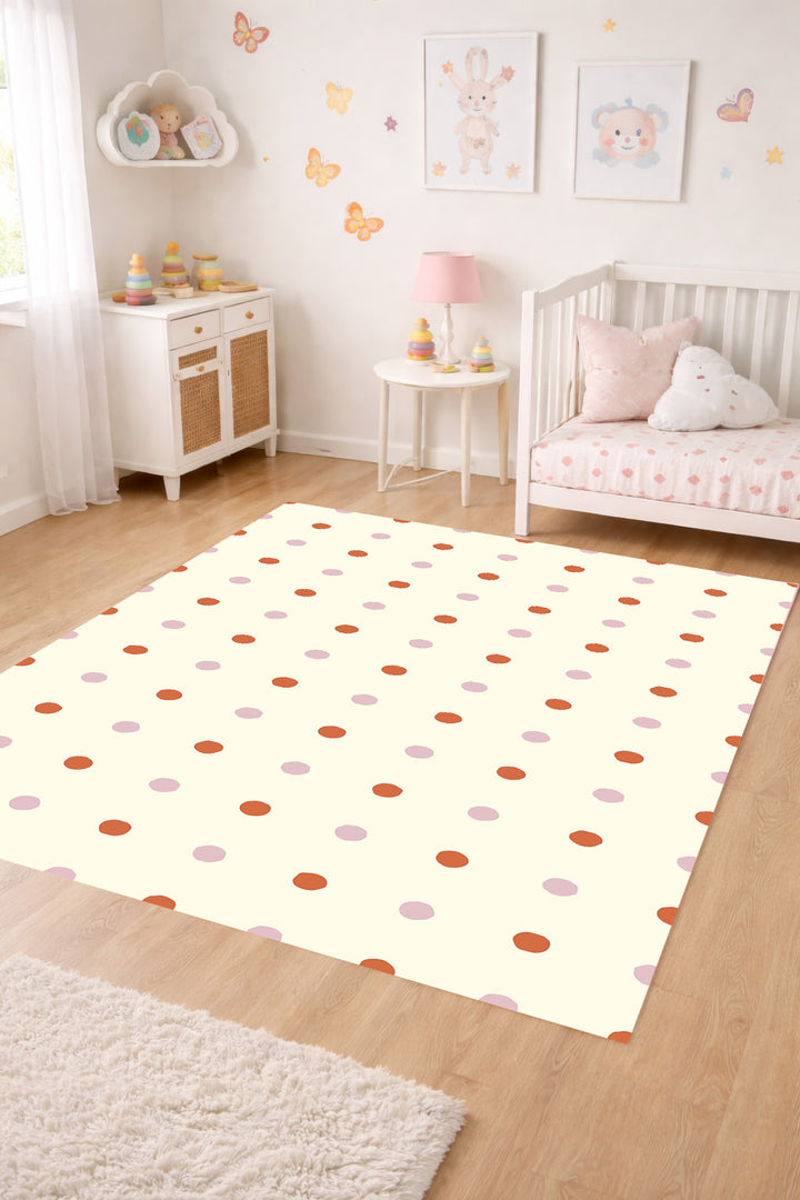 Alfombra vinílica Puntos Irregulares Beige Rosa Naranja M