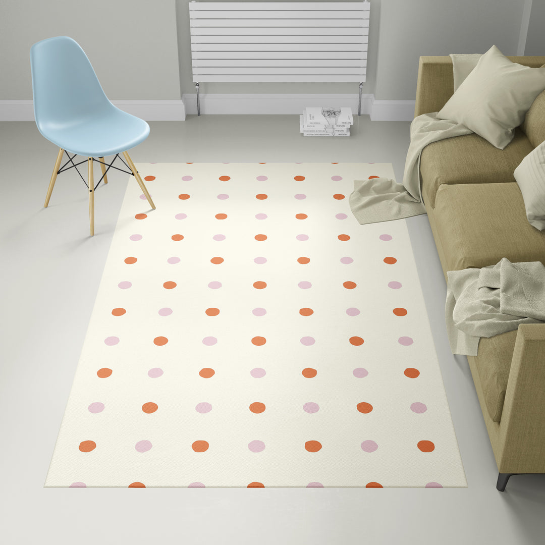 Alfombra vinílica Puntos Irregulares Beige Rosa Naranja M