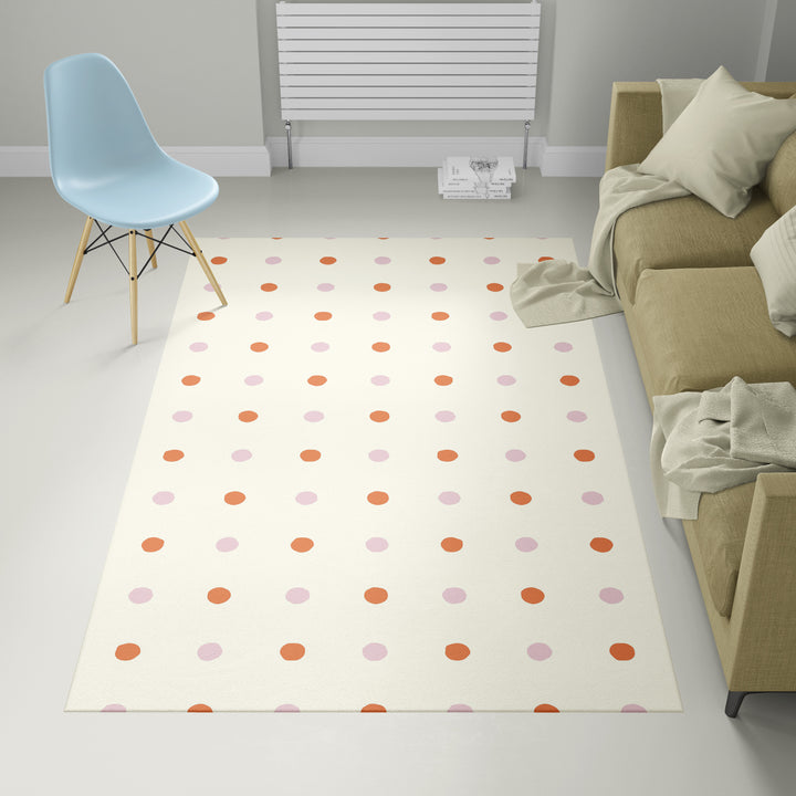 Alfombra vinílica Puntos Irregulares Beige Rosa Naranja M