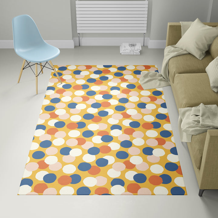 Alfombra vinílica Puntos Irregulares Retro Azul Naranja M
