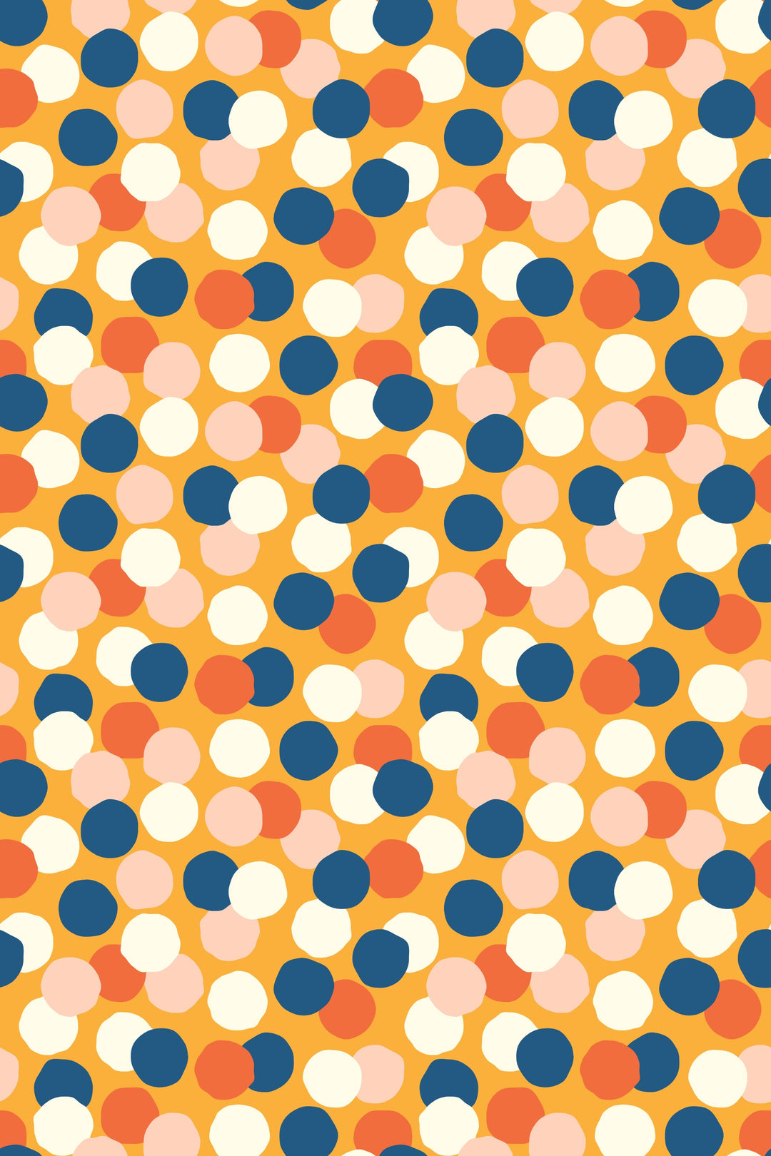 Alfombra vinílica Puntos Irregulares Retro Azul Naranja M