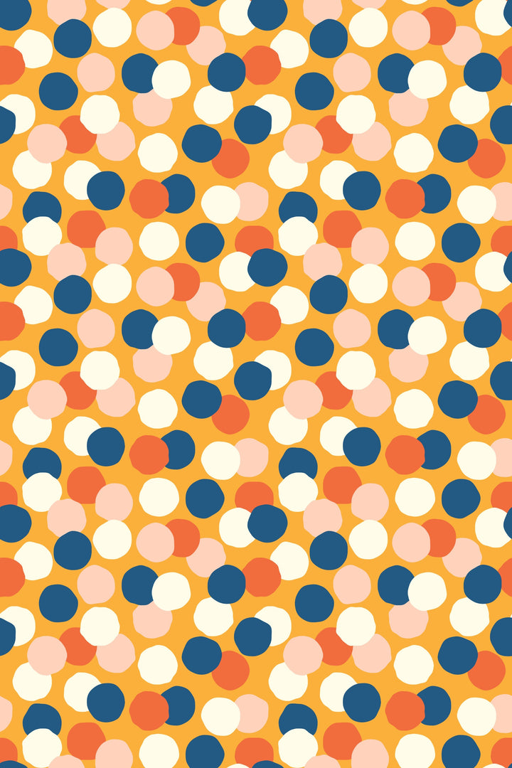 Alfombra vinílica Puntos Irregulares Retro Azul Naranja M