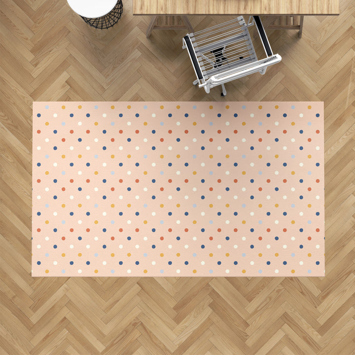 Alfombra vinílica Puntos Irregulares Retro Naranja Azul S