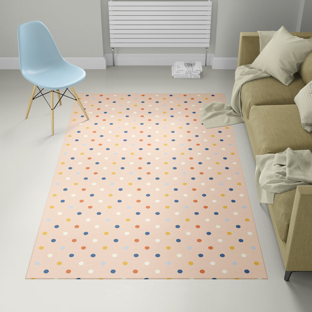 Alfombra vinílica Puntos Irregulares Retro Naranja Azul S