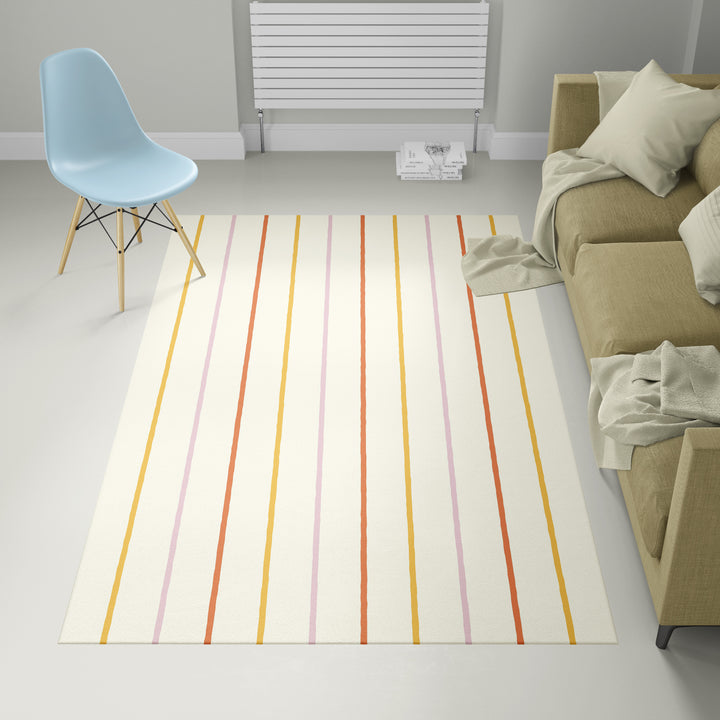 Alfombra vinílica Rayas Finas Ocre Naranja Rosa M