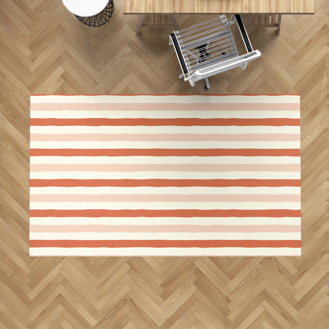 Alfombra vinílica Rayas Irregulares Naranja Beige M