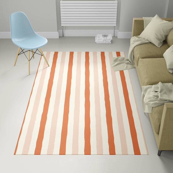 Alfombra vinílica Rayas Irregulares Naranja Beige M