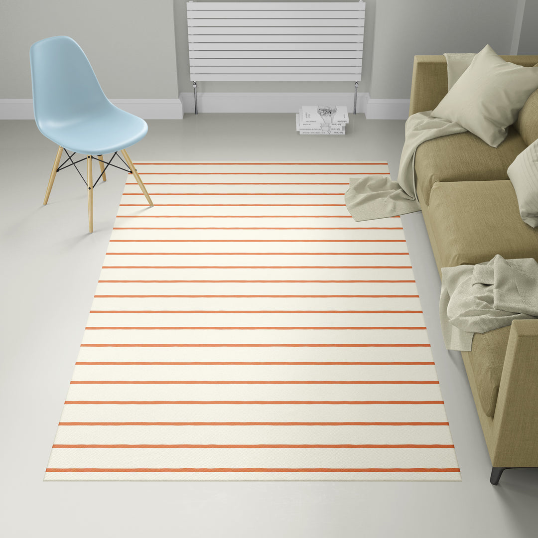 Alfombra vinílica Rayas Verticales Irregulares Naranja Crema M