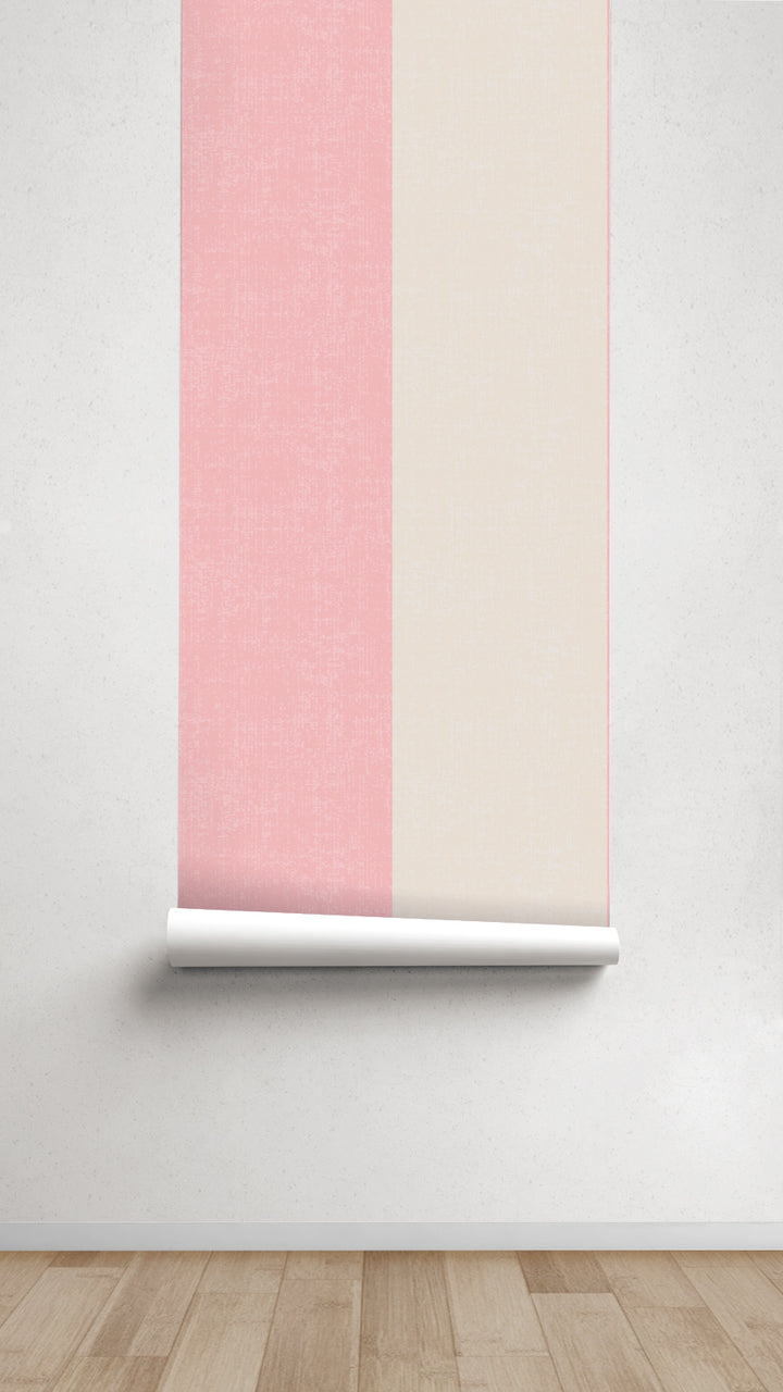Papel pintado Texturizado Rayas XL Rosa Bebé Crema