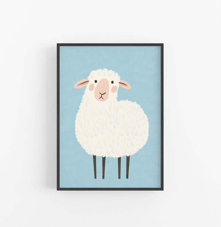 Cuadro Animado Oveja Blanco Azul