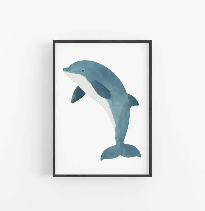 Cuadro Animal Marino Delfin Azul Gris