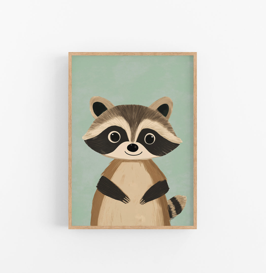 Cuadro Mapache Marron Verde