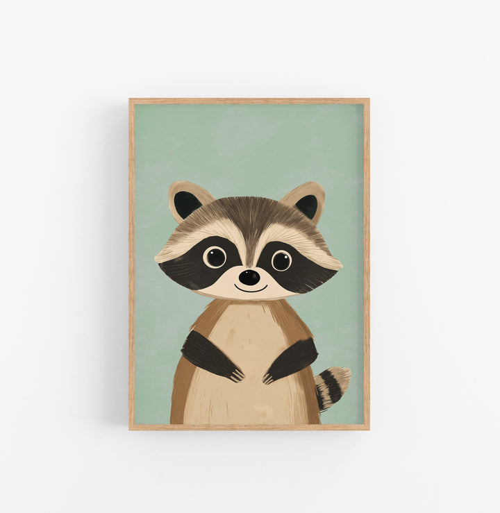 Cuadro Mapache Marron Verde