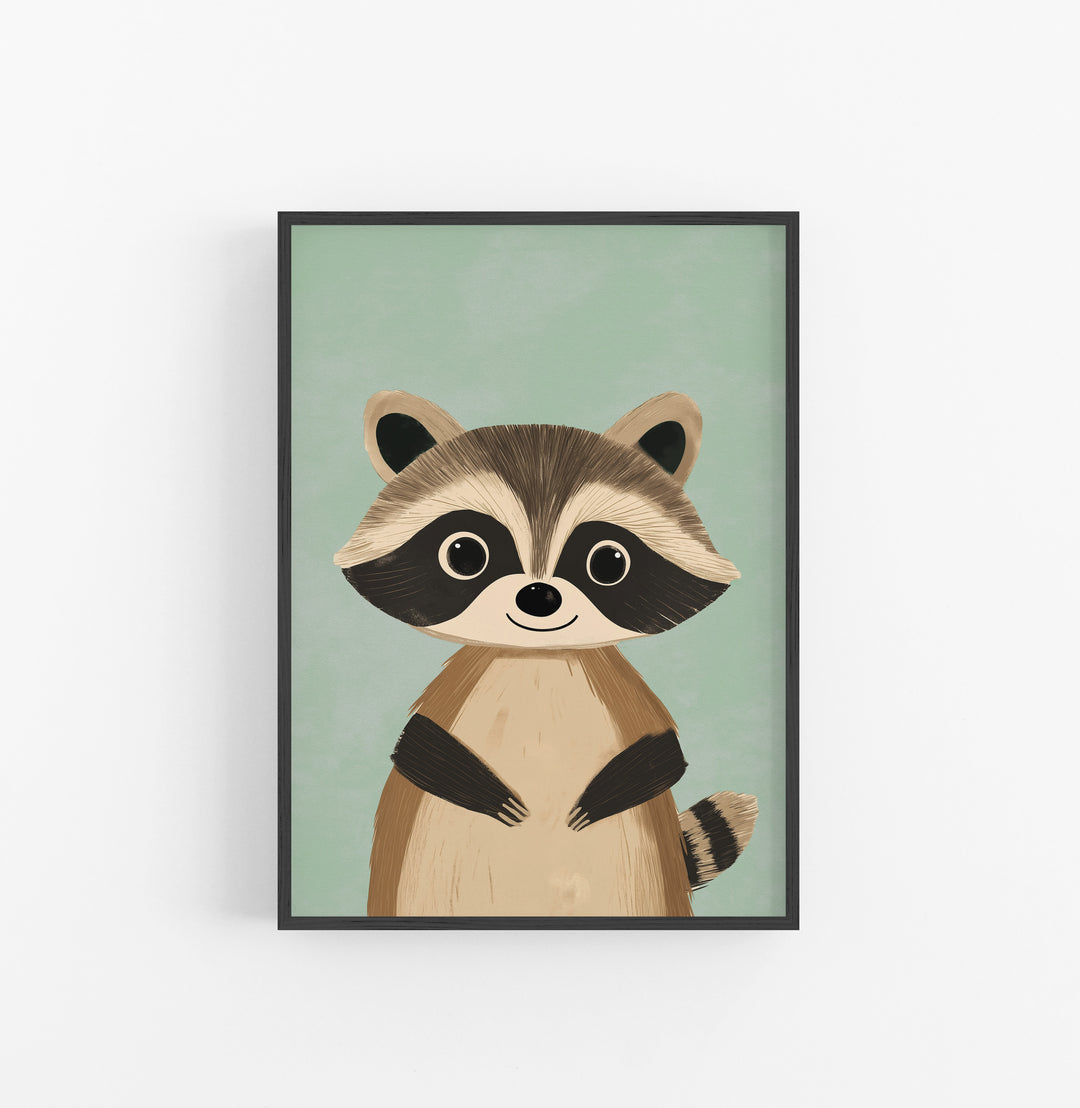 Cuadro Mapache Marron Verde