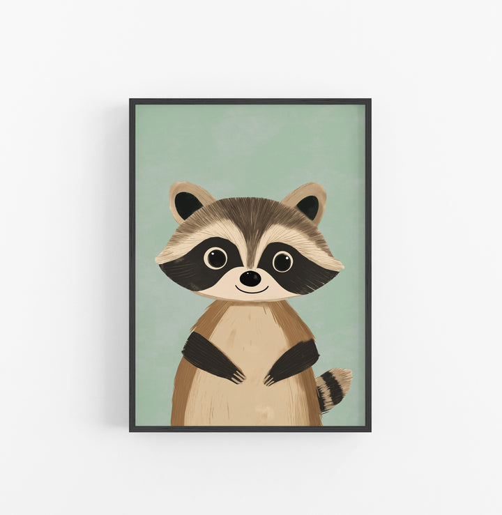 Cuadro Mapache Marron Verde