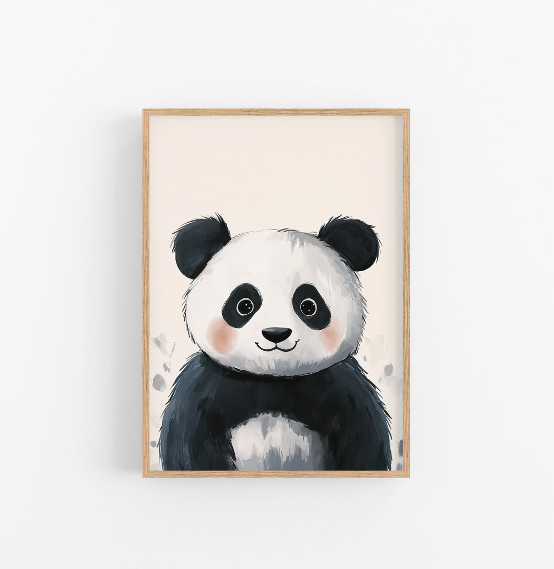 Cuadro Animal Ilustracion Panda Blanco Negro