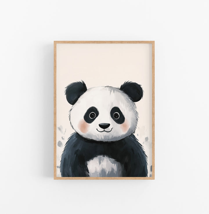 Cuadro Animal Ilustracion Panda Blanco Negro
