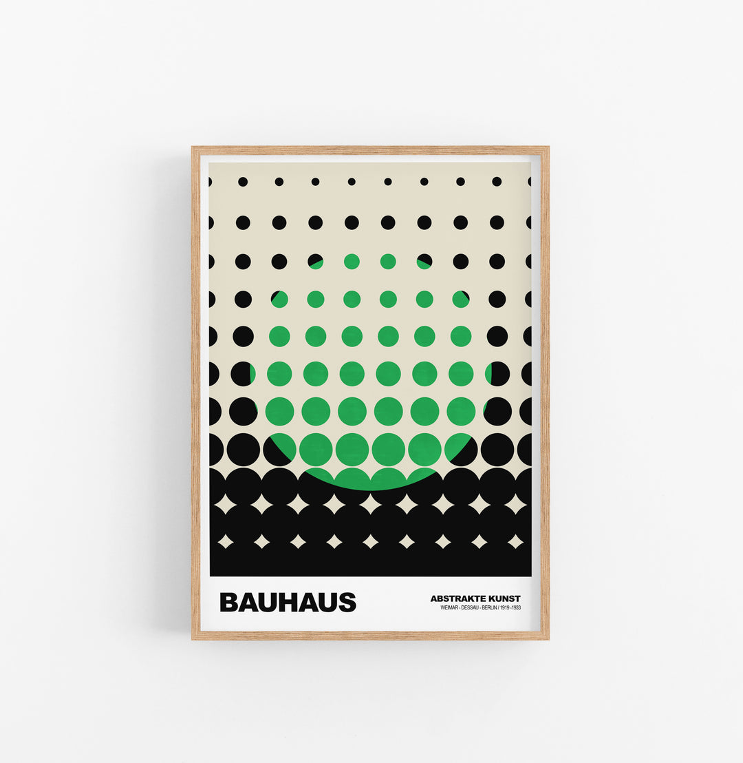 Cuadro Bauhaus Circulos Verde Negro