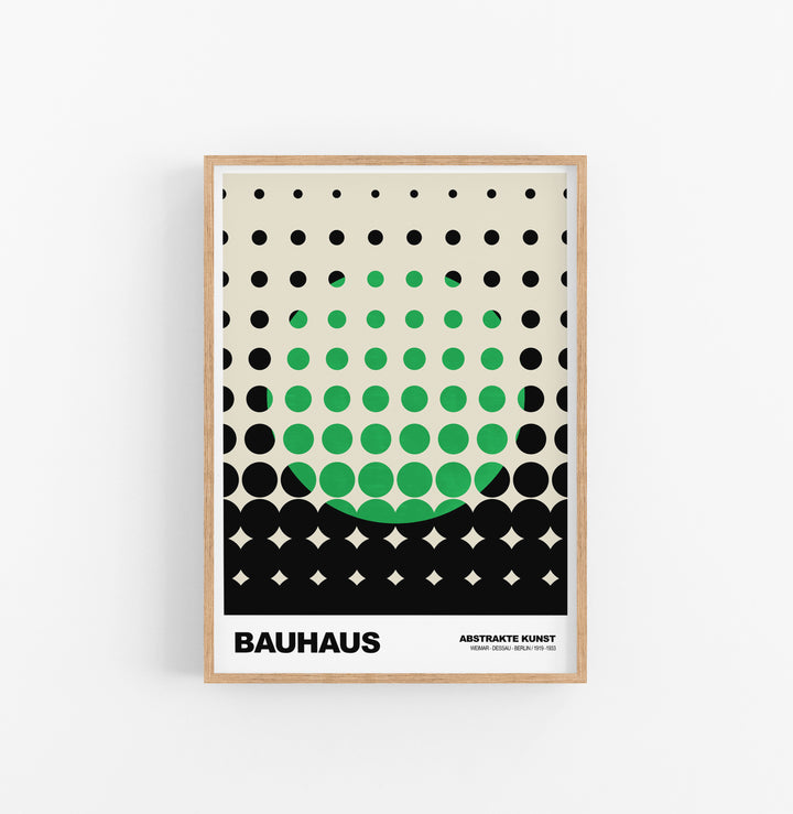 Cuadro Bauhaus Circulos Verde Negro
