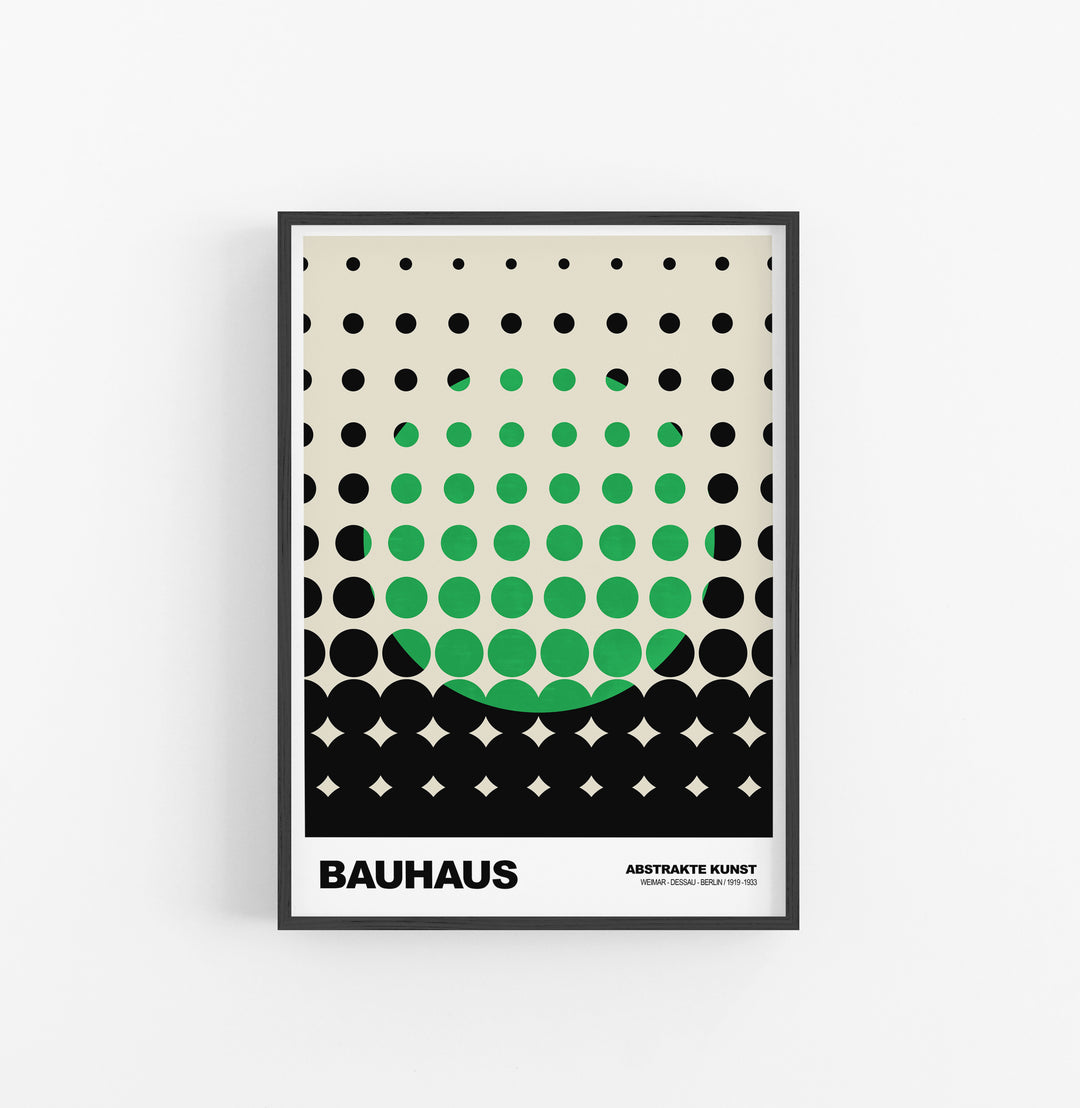 Cuadro Bauhaus Circulos Verde Negro