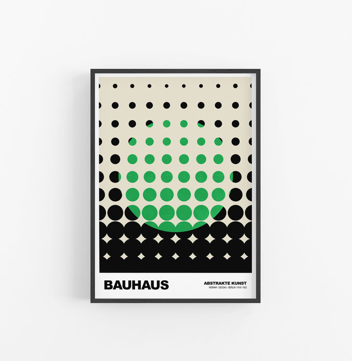 Cuadro Bauhaus Circulos Verde Negro